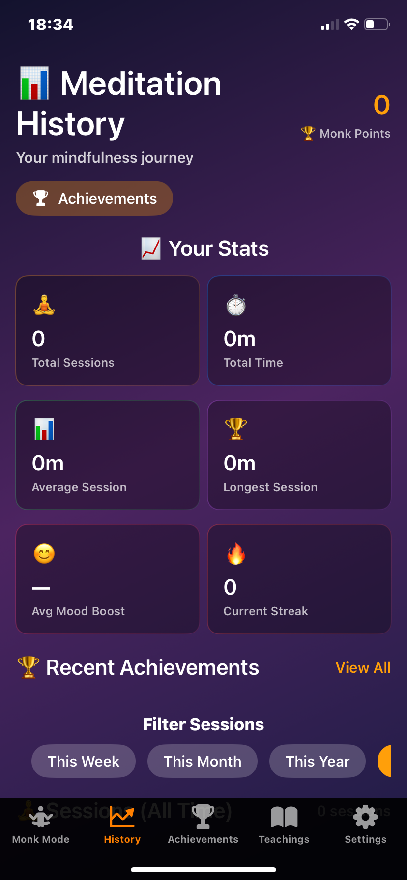 Saffron App Meditation History